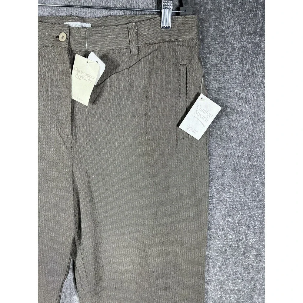 Christopher & Banks Comfort Stretch Easy Fit Striped Dress Pants Womens Size 14
